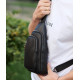Сумка-слинг мужская через плече 19х31х7, нагрудная сумочка рюкзак из натуральной кожи TIDING BAG 32545 черная