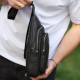 Сумка-слинг мужская через плече 19х31х7, нагрудная сумочка рюкзак из натуральной кожи TIDING BAG 32545 черная