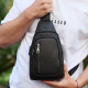 Сумка-слинг мужская через плече 19х31х7, нагрудная сумочка рюкзак из натуральной кожи TIDING BAG 32545 черная