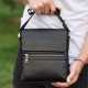 Кожаная мужская сумка-месенджер 21х23х5.5, сумочка кросс боди через плечо черная Tiding Bag 56230