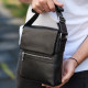 Кожаная мужская сумка-месенджер 21х23х5.5, сумочка кросс боди через плечо черная Tiding Bag 56230