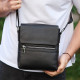 Кожаная мужская сумка-месенджер 21х23х5.5, сумочка кросс боди через плечо черная Tiding Bag 56230