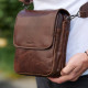 Барсетка с клапаном через плечо  24х20х6, мужская сумка с гладкой кожи Tiding Bag TD-81020 коричневая