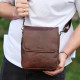 Барсетка с клапаном через плечо  24х20х6, мужская сумка с гладкой кожи Tiding Bag TD-81020 коричневая
