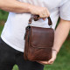 Барсетка с клапаном через плечо  24х20х6, мужская сумка с гладкой кожи Tiding Bag TD-81020 коричневая