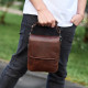 Барсетка с клапаном через плечо  24х20х6, мужская сумка с гладкой кожи Tiding Bag TD-81020 коричневая