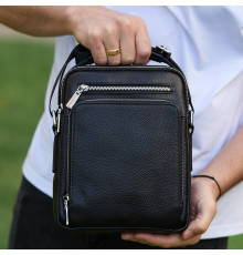 Мужская сумка-барсетка через плечо с ручкой 21х26х6 сумочка мессенджер кожаная Tiding Bag M616932 черная