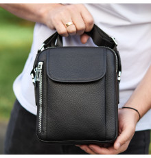 Мужская кожаная сумка-барсетка 19х24х7.5, сумочка планшет через плечо Bexhill BX-36256 черная