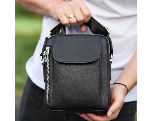 Мужская кожаная сумка-барсетка 19х24х7.5, сумочка планшет через плечо Bexhill BX-36256 черная