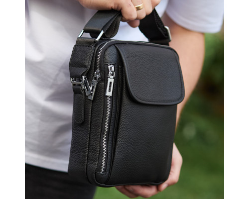 Мужская кожаная сумка-барсетка 19х24х7.5, сумочка планшет через плечо Bexhill BX-36256 черная