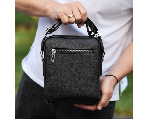Мужская кожаная сумка-барсетка 19х24х7.5, сумочка планшет через плечо Bexhill BX-36256 черная