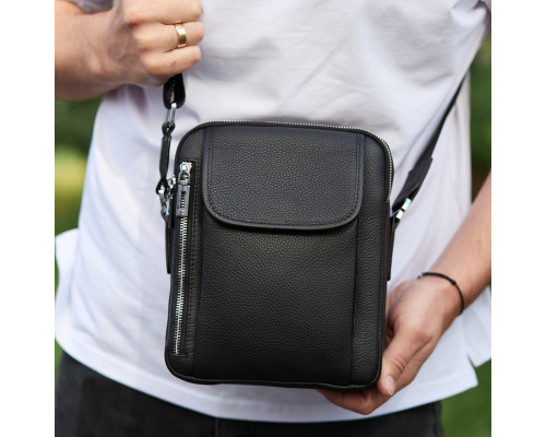 Мужская кожаная сумка-барсетка 19х24х7.5, сумочка планшет через плечо Bexhill BX-36256 черная