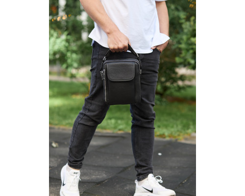 Мужская кожаная сумка-барсетка 19х24х7.5, сумочка планшет через плечо Bexhill BX-36256 черная