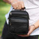 Мужская сумка-барсетка кожаная 17x21x9, сумочка планшет для гаджетов Tiding Bag 32051 черная