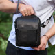 Сумка-барсетка мужская через плечо 22х18х8, мессенджер кожаный гладкий Tiding Bag TD-55467 черный цвет