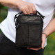 Сумка-барсетка мужская через плечо 22х18х8, мессенджер кожаный гладкий Tiding Bag TD-55467 черный цвет