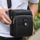 Мужская кожаная универсальная сумка 24х20х8, барсетка из кожи, сумочка для мужчин с регулировкой ручки, черная