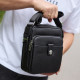 Мужская кожаная универсальная сумка 24х20х8, барсетка из кожи, сумочка для мужчин с регулировкой ручки, черная