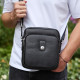Мужская кожаная универсальная сумка 24х20х8, барсетка из кожи, сумочка для мужчин с регулировкой ручки, черная