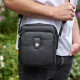 Мужская кожаная универсальная сумка 24х20х8, барсетка из кожи, сумочка для мужчин с регулировкой ручки, черная