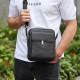 Сумка-барсетка мужская кожаная 24х20х8, компактный мессенджер для ежедневного использования, черная