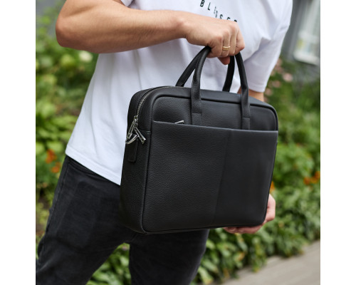 Мужской портфель на плечо 38х28х8.5, офисный кожаный мессенджер, мужская деловая сумка для города, черная