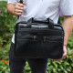 Мужской портфель для ноутбука 38х28х8, офисная кожаная сумочка, городская мужская деловая сумка, черная