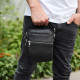 Мужская кожаная барсетка 21х17х7,компактный мессенджер для ежедневного использования, черный