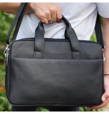 Мужской портфель на плечо 40х28х10, офисный кожаный мессенджер, мужская деловая сумка для города, черный