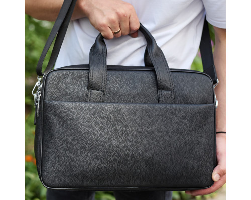 Мужской портфель на плечо 40х28х10, офисный кожаный мессенджер, мужская деловая сумка для города, черный