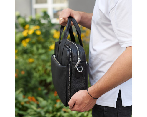 Мужской портфель на плечо 40х28х10, офисный кожаный мессенджер, мужская деловая сумка для города, черный