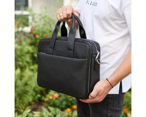 Мужской портфель на плечо 40х28х10, офисный кожаный мессенджер, мужская деловая сумка для города, черный