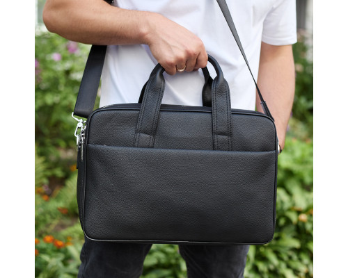 Мужской портфель на плечо 40х28х10, офисный кожаный мессенджер, мужская деловая сумка для города, черный