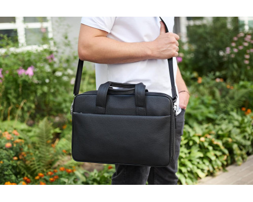Мужской портфель на плечо 40х28х10, офисный кожаный мессенджер, мужская деловая сумка для города, черный