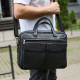 Сумка мужская офисная через плечо 39х29х10, практичный кожаный портфель для бизнеса, черный