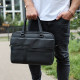 Мужская деловая сумка из кожи 39х29х10, классический портфель для ноутбука и офиса, черный