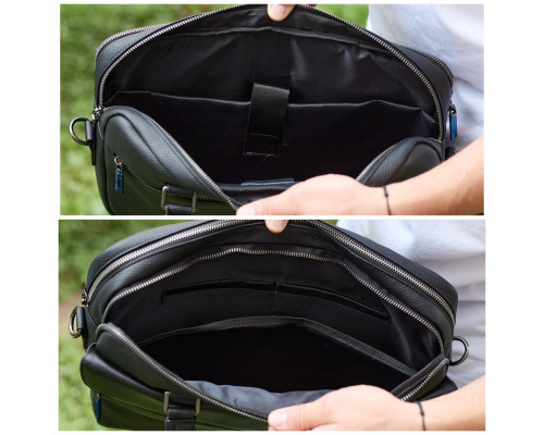 Мужская деловая сумка из кожи 39х29х10, классический портфель для ноутбука и офиса, черный