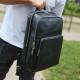 Классический мужской рюкзак из кожи 42х30х16, практичный аксессуар для ноутбука и документов, черный