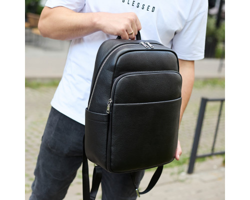 Универсальный мужской рюкзак из кожи 41х31х16, удобный рюкзак для ноутбука и документов, черный