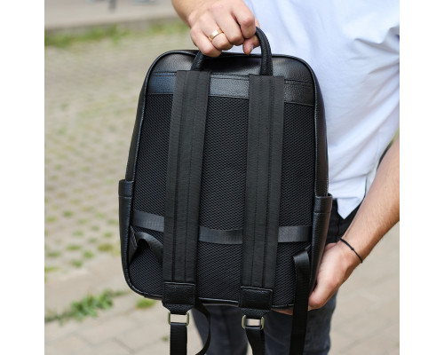 Универсальный мужской рюкзак из кожи 41х31х16, удобный рюкзак для ноутбука и документов, черный