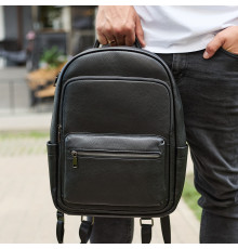 Мужской кожаный рюкзак 41х31х16, универсальный городской рюкзак для работы и поездок, офисная сумка, черный