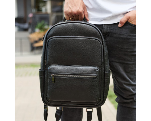 Мужской кожаный рюкзак 41х31х16, универсальный городской рюкзак для работы и поездок, офисная сумка, черный