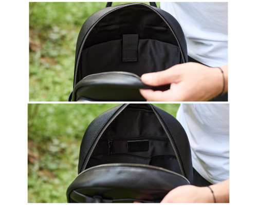 Мужской кожаный рюкзак 41х31х16, универсальный городской рюкзак для работы и поездок, офисная сумка, черный