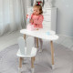 Белый набор мебели стол и стул, детский столик облачка 46х70х40 и стульчик зайка 26.5х26х25 для игры, рисования, учебы