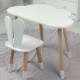 Белый набор мебели стол и стул, детский столик облачка 46х70х40 и стульчик зайка 26.5х26х25 для игры, рисования, учебы