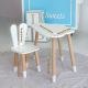 Белый набор мебели стол и стул, детский столик облачка 46х70х40 и стульчик зайка 26.5х26х25 для игры, рисования, учебы