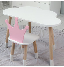 Стол белое облачко 46х70х40 и стульчик корона розовый 26.5х26х25, стол и стул в детскую