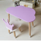 Стол облачко 46х70х40 и стульчик коронка 26.5х26х25, детский столик и стул для рисования/занят, фиолетовый с белым