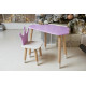 Стол облачко 46х70х40 и стульчик коронка 26.5х26х25, детский столик и стул для рисования/занят, фиолетовый с белым