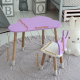 Стол облачко 46х70х40 и стульчик коронка 26.5х26х25, детский столик и стул для рисования/занят, фиолетовый с белым